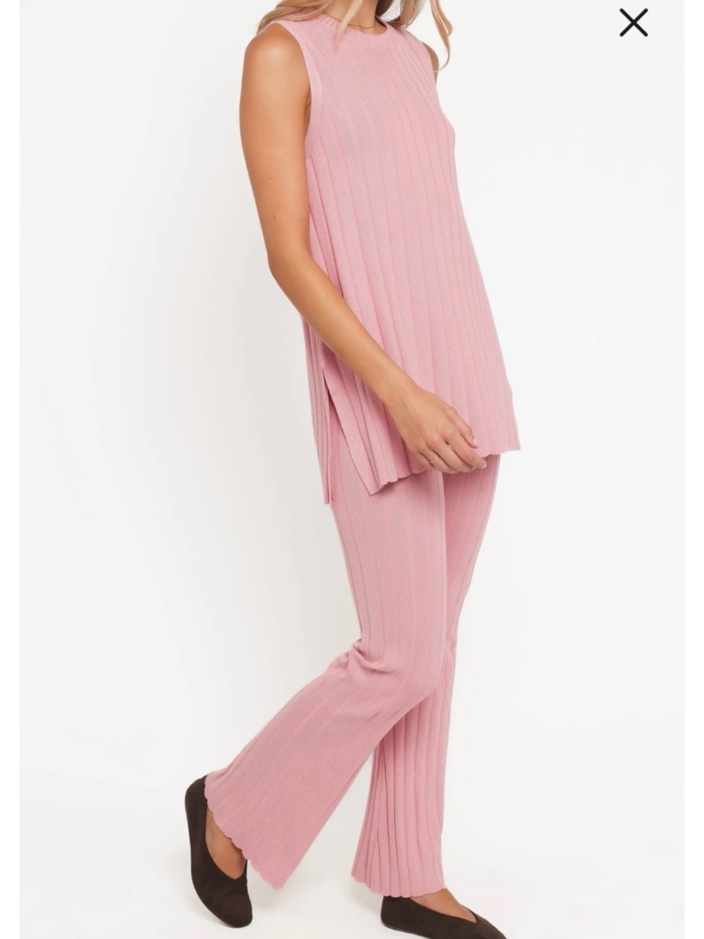 Petal & Pup Silvie Wide Rib Sweater Tank & Straight Leg Pants Set Size S/M